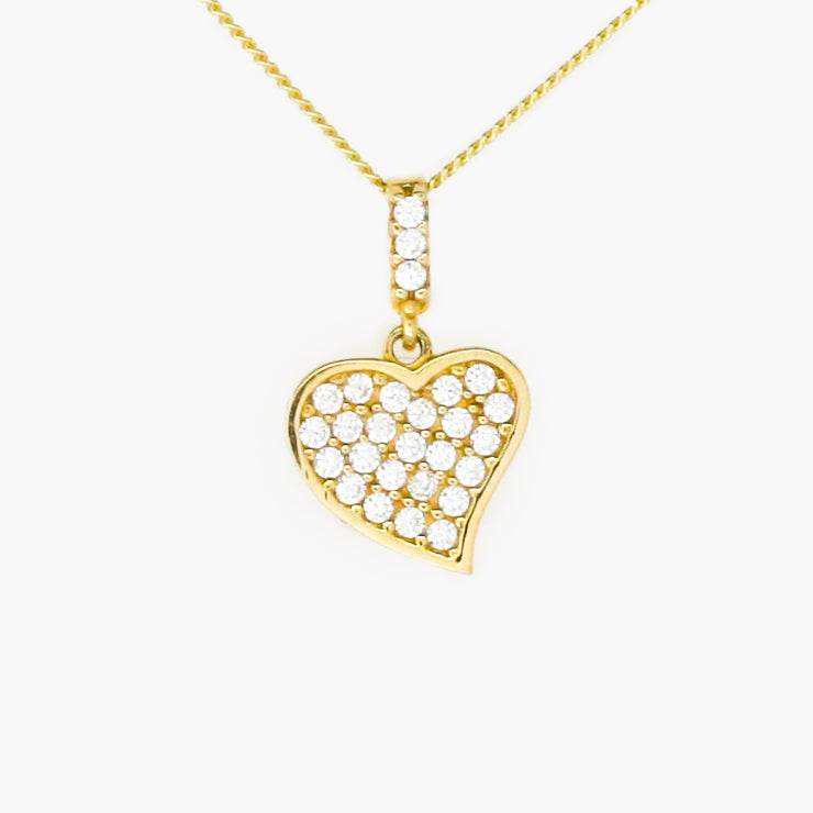NEW 9ct Yellow Gold Heart CZ Pendant - Jordans Jewellers