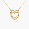 New 9 Carat Yellow Gold Double Heart Pendant Necklace