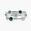 NEW 18 Carat White Gold Sapphire & Diamond Bubble Ring