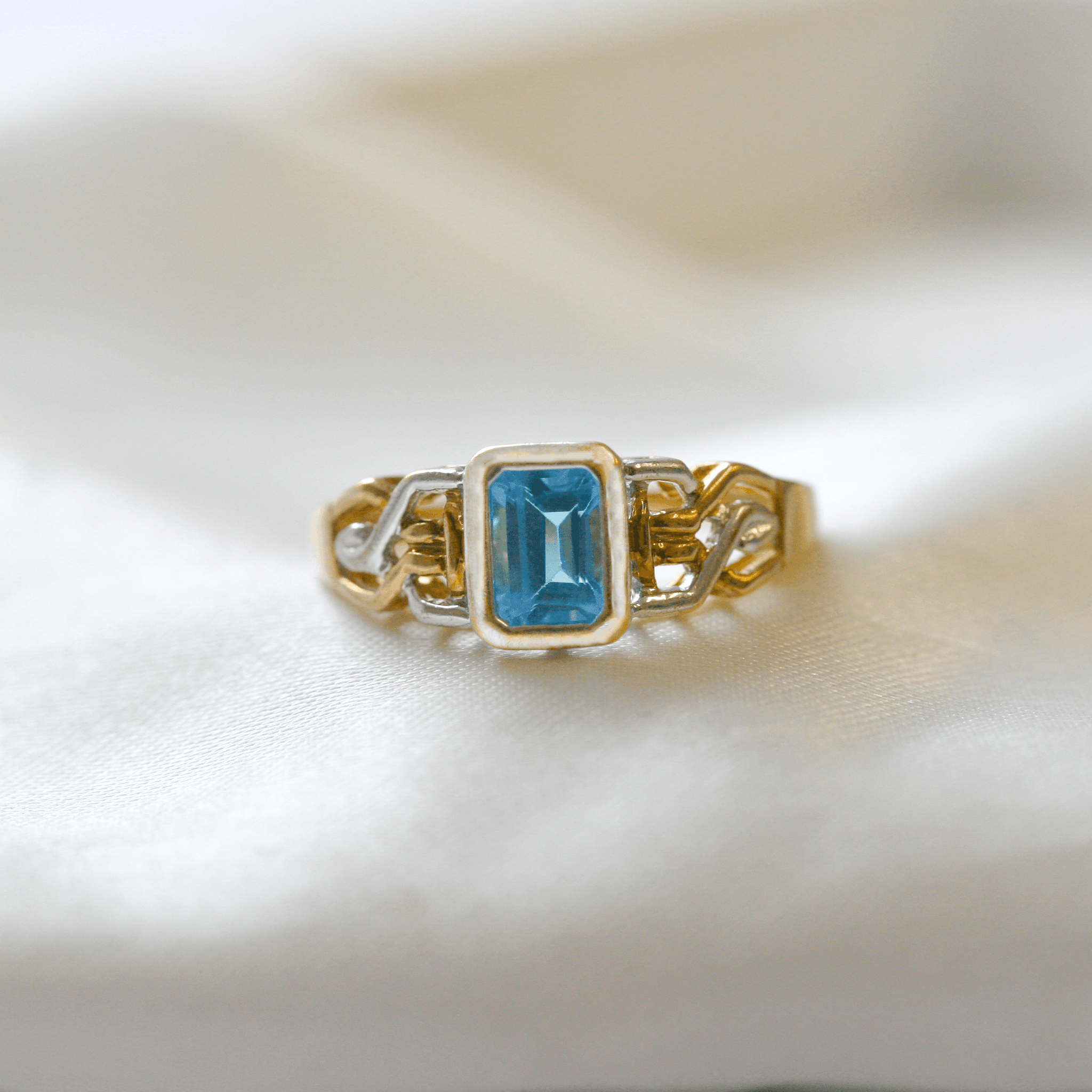 Square blue 2025 topaz ring