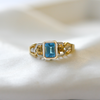 Pre Owned 9 Carat White & Yellow Gold Blue Topaz Ring
