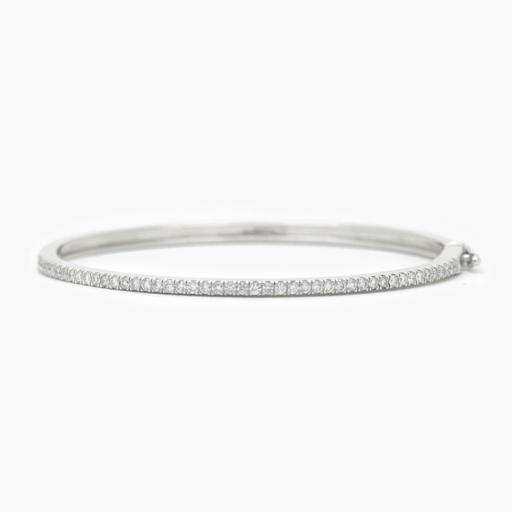 NEW 9 Carat White Gold 0.97 Carat Diamond Bangle - Jordans Jewellers