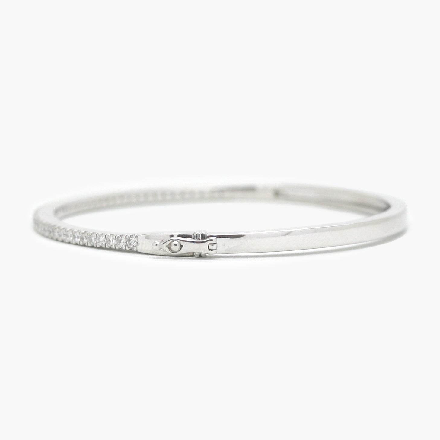 NEW 9 Carat White Gold 0.97 Carat Diamond Bangle - Jordans Jewellers