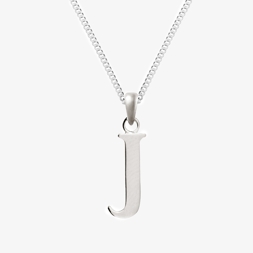 NEW Silver Initial "J" Pendant & Chain