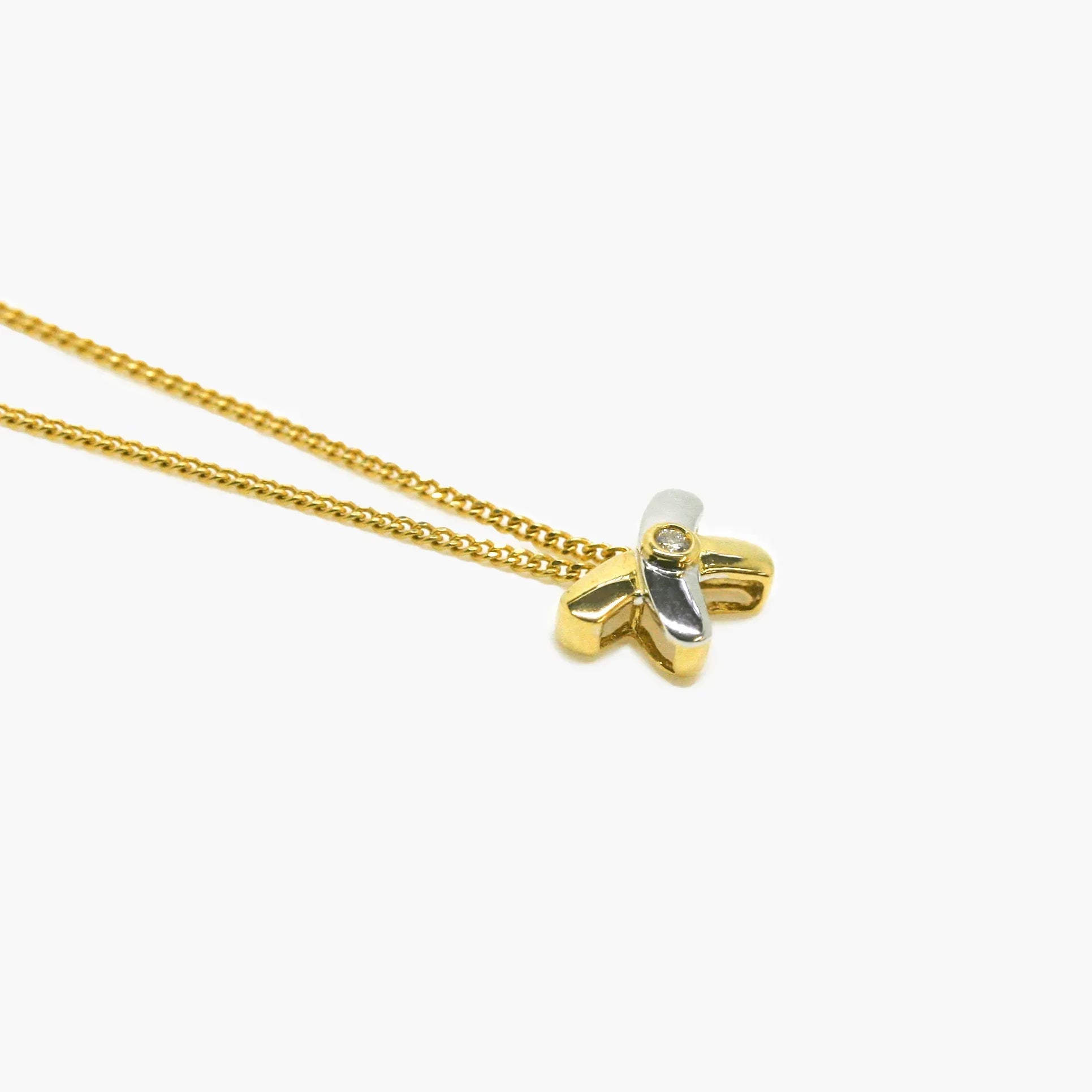 New 18 Carat Yellow Gold Diamond Kiss Pendant Necklace - Jordans Jewellers