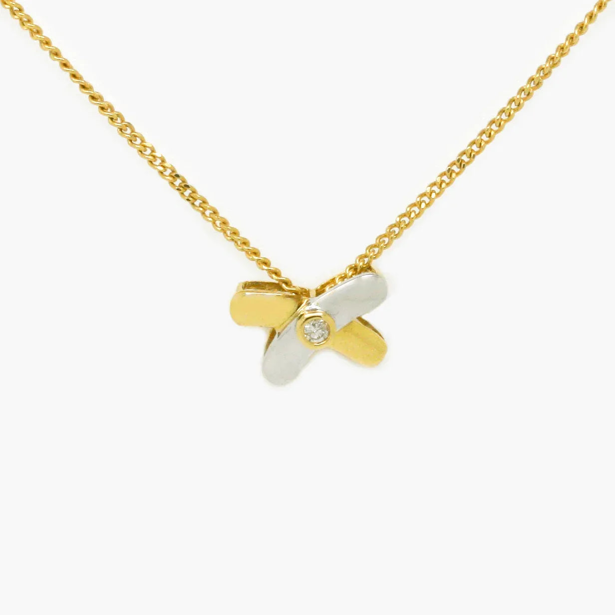 New 18 Carat Yellow Gold Diamond Kiss Pendant Necklace - Jordans Jewellers