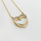New 9 Carat Yellow Gold Double Heart Pendant Necklace - Jordans Jewellers