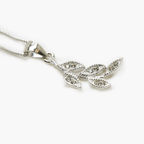 NEW Silver & Cubic Zirconia Leaf Necklace - Jordans Jewellers