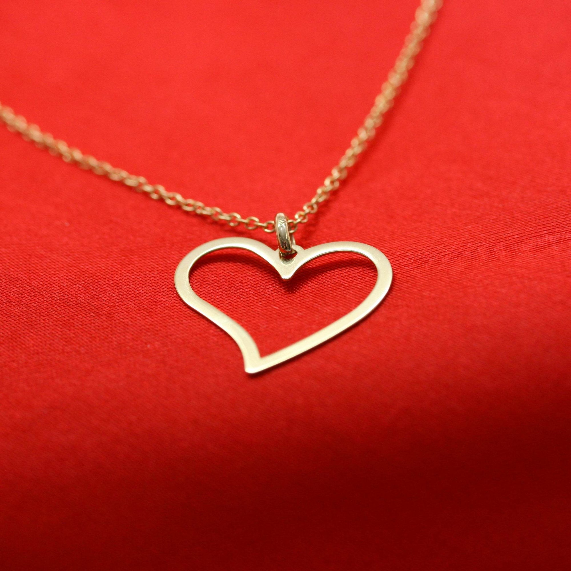 New 9 Carat Yellow Gold Cut Out Heart Necklace - Jordans Jewellers