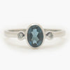 London Blue Topaz & Diamond Three Stone Ring