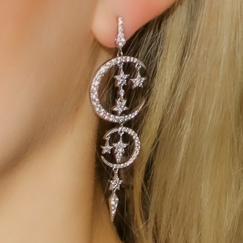 Star and sales moon earrings silver
