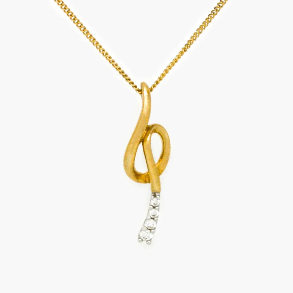 NEW 9ct Yellow Gold Diamond Music Note Pendant Necklace - Jordans Jewellers