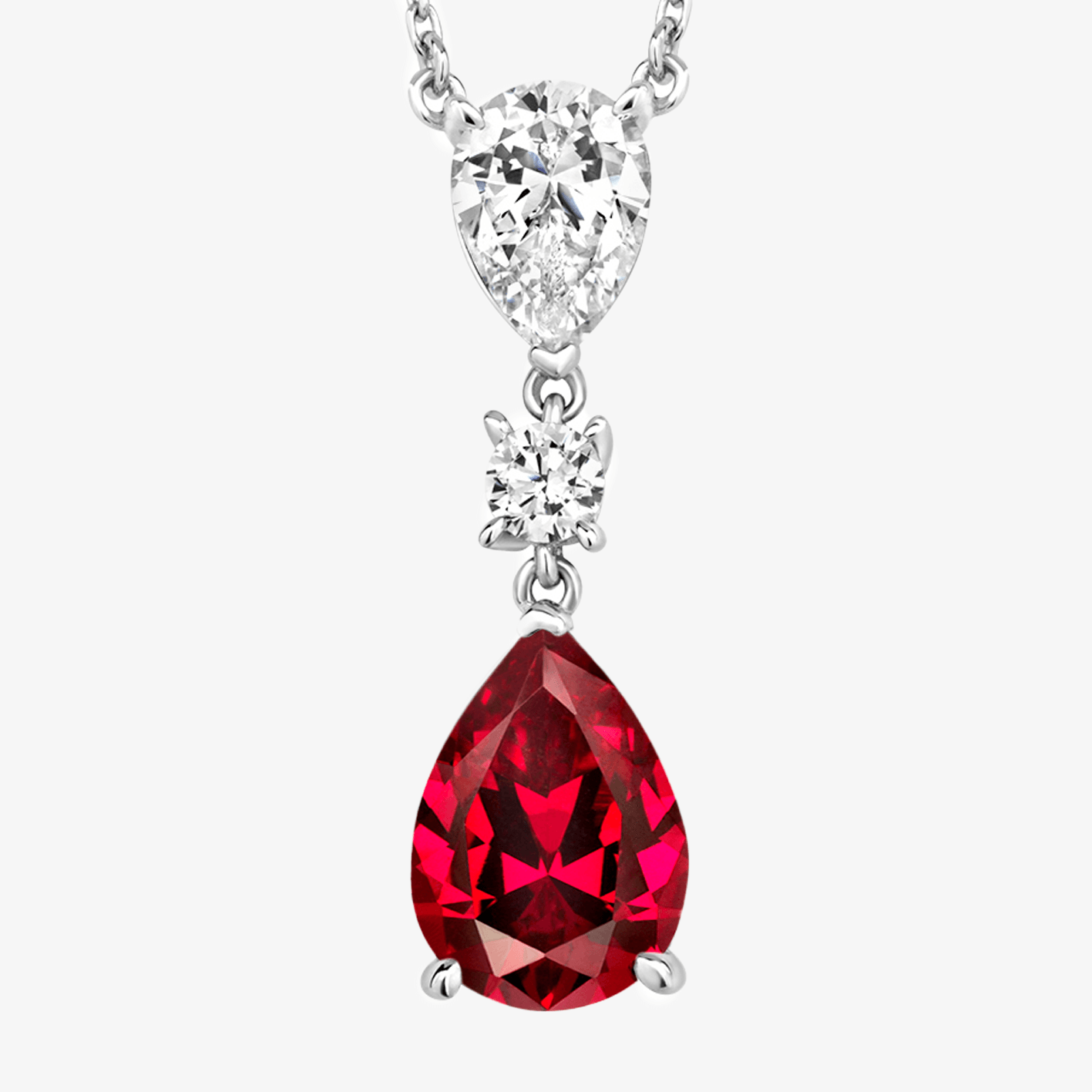 NEW Red Pear Pendant Necklace - Jordans Jewellers