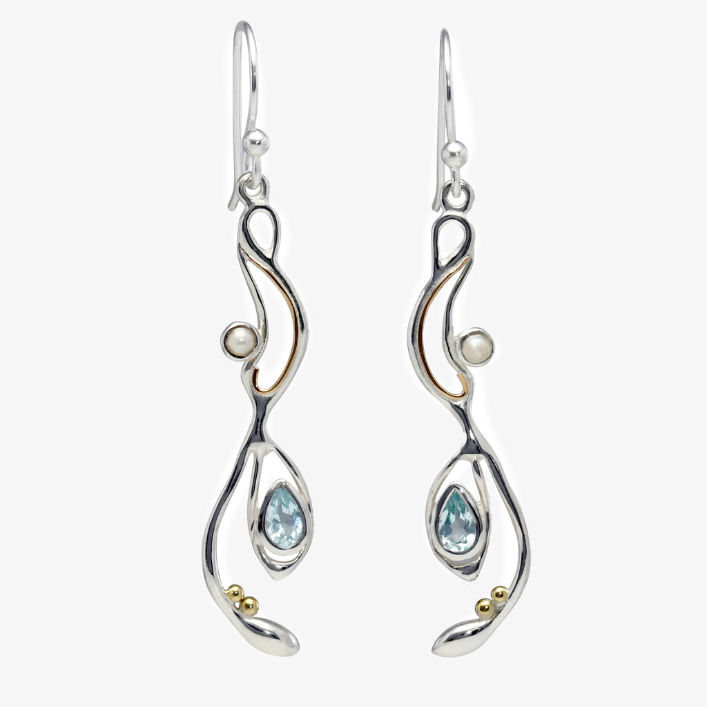 NEW Blue Topaz and Pearl Drop Earring