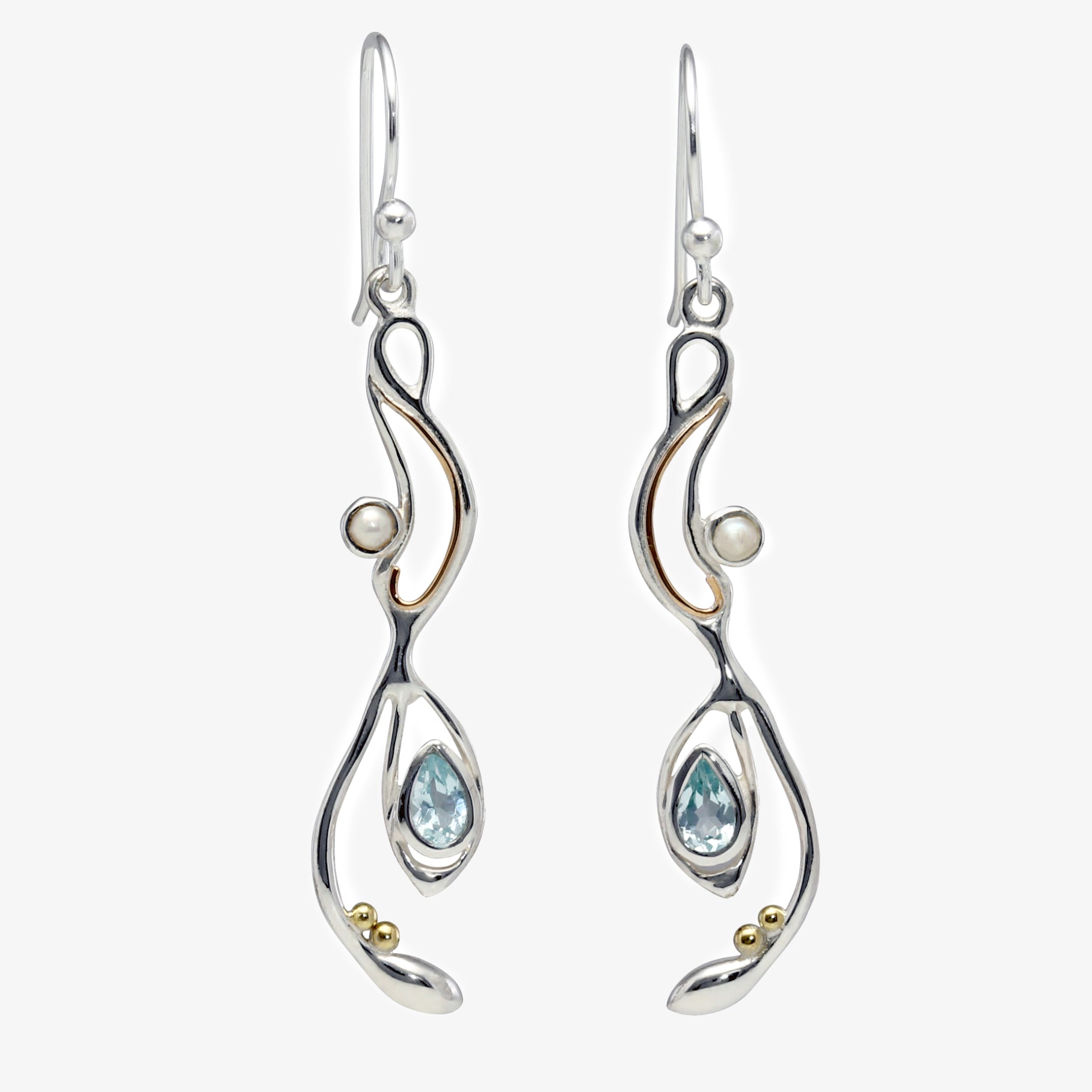 NEW Blue Topaz and Pearl Drop Earring Jordans Jewellers