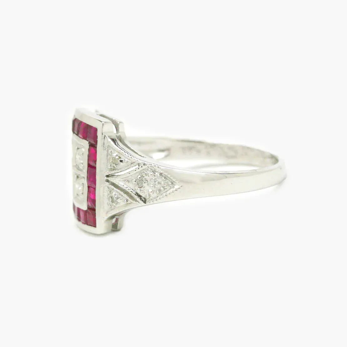 NEW 9 Carat White Gold Ruby & Diamond Ring - Jordans Jewellers