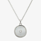 NEW Silver CZ Mother of Pearl Circles Pendant Necklace - Jordans Jewellers