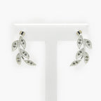 NEW Silver & Cubic Zirconia Leaf Stud Earrings - Jordans Jewellers