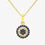 9ct Yellow Gold  Round pendant filled with Blue and white czs 