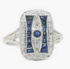 NEW Sapphire & Diamond Art Deco Style Ring - Jordans Jewellers