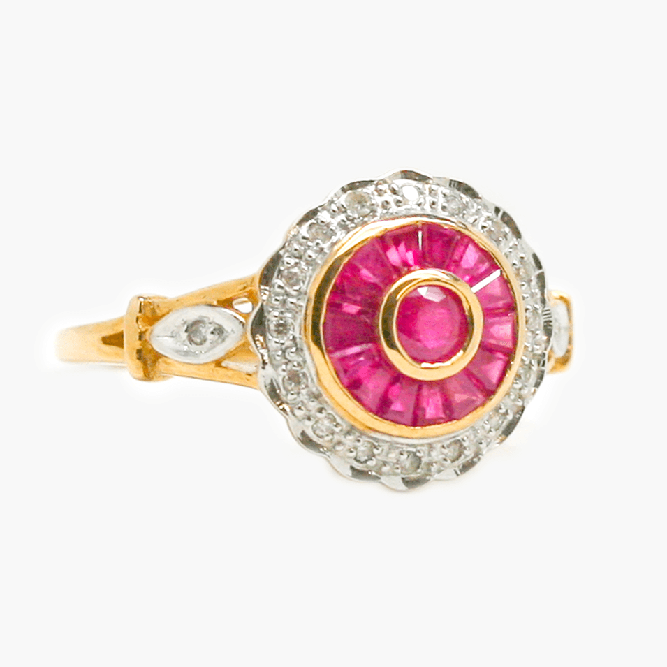 NEW 9 Carat Yellow Gold Ruby & Diamond Ring - Jordans Jewellers