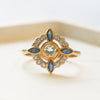 NEW 9 Carat Yellow Gold Aquamarine, Sapphire & Diamond Ring