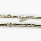 Silver Ball & Bar Necklace with Intermittent Rolled Gold - Jordans Jewellers