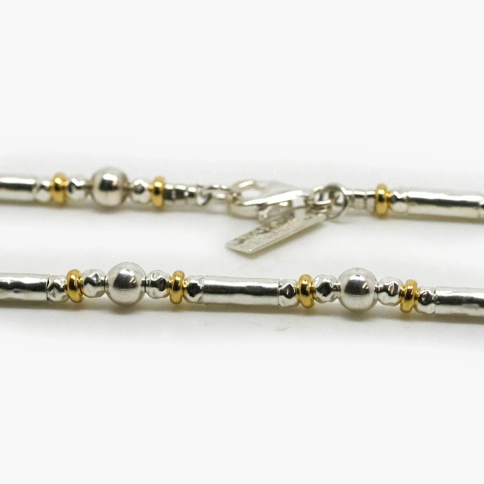 Silver Ball & Bar Necklace with Intermittent Rolled Gold - Jordans Jewellers