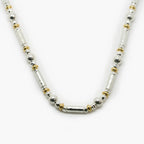 Silver Ball & Bar Necklace with Intermittent Rolled Gold - Jordans Jewellers