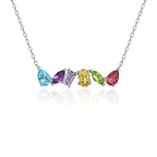 NEW 9ct White Gold Multistone Mixed Gemstone Necklace - Jordans Jewellers