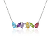 NEW 9ct White Gold Multistone Mixed Gemstone Necklace