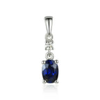 NEW 9ct White Gold Oval Sapphire and Diamond Drop Pendant Necklace - Jordans Jewellers