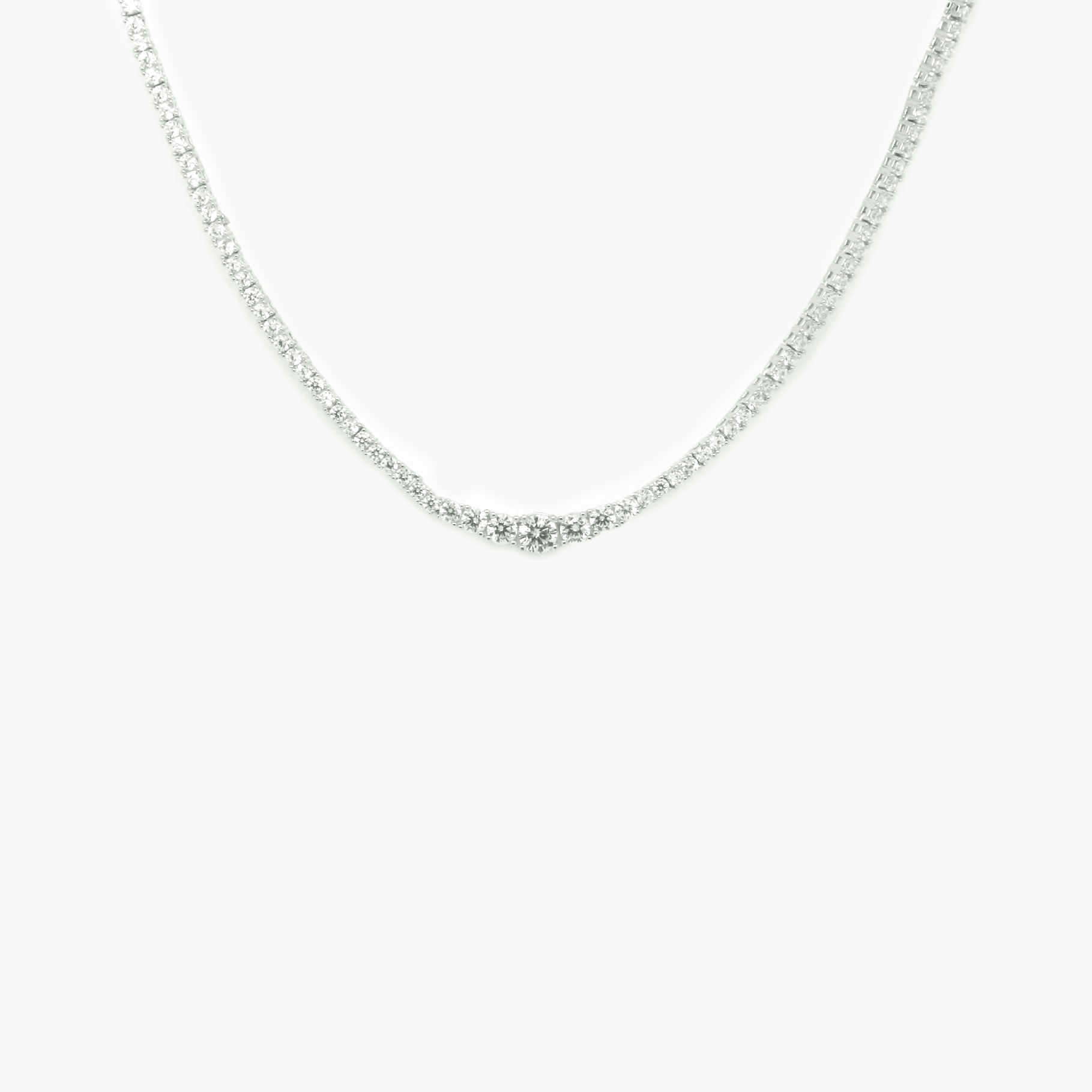 NEW Silver Fancy CZ Necklace - Jordans Jewellers
