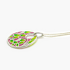 NEW Silver Pink & Green CZ Floral Pendant Necklace