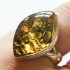 New Silver Marquise Cut Amber Ring