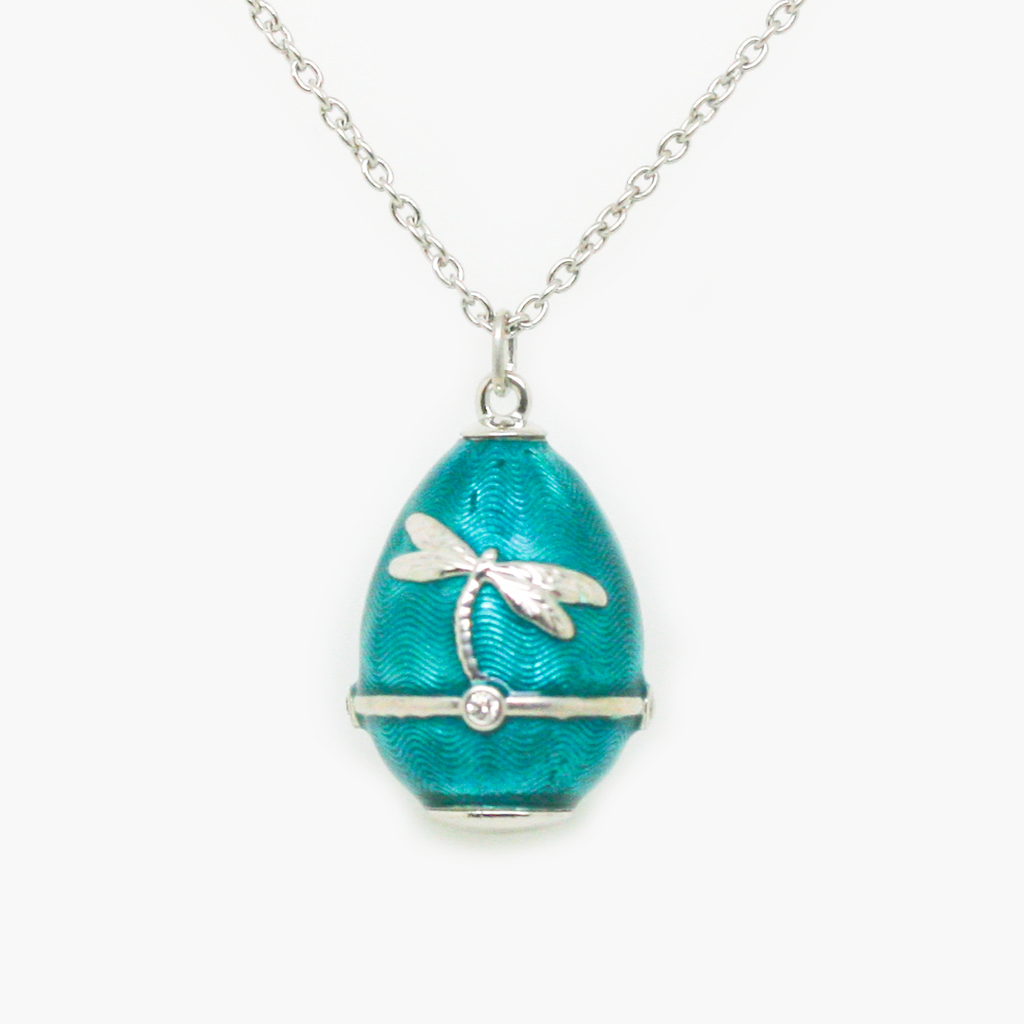 NEW Turquoise Egg Dragonfly Diamond Necklace