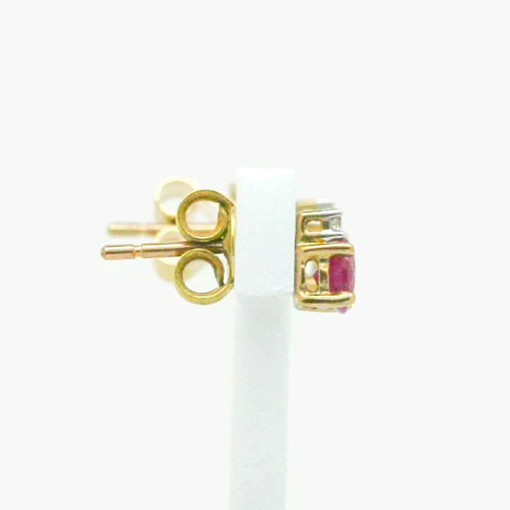 NEW 9 Carat Yellow Gold Ruby & Diamond Earrings - Jordans Jewellers