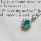 NEW 18 Carat White Gold Emerald & Diamond Pendant Necklace - Jordans Jewellers