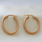 NEW 9 Carat Rose Gold Oval Hoop Earrings - Jordans Jewellers