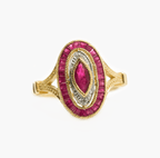 New Oval Ruby & Diamond Roman Style Ring - Jordans Jewellers