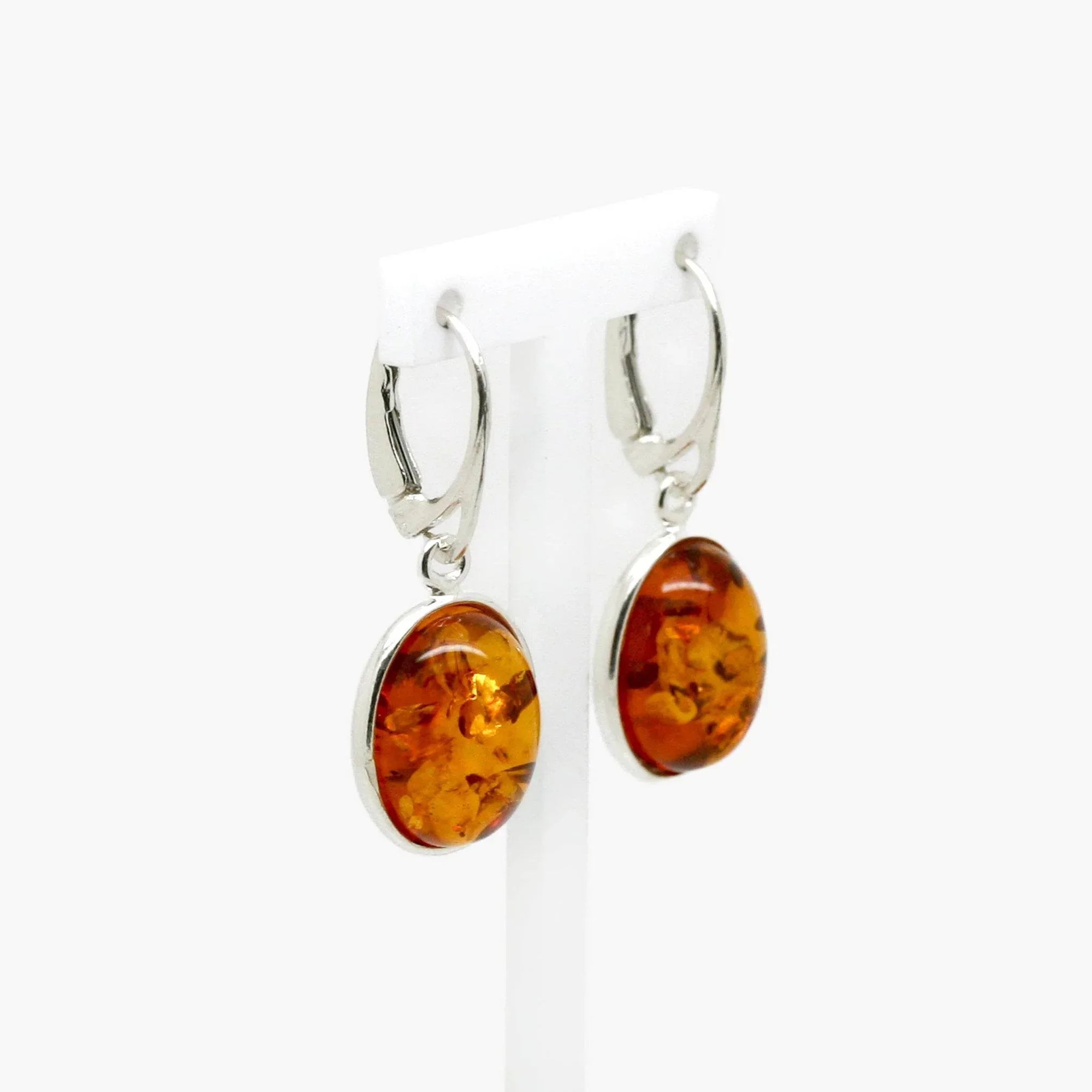 Oval Amber & Silver Amber Drop Earrings - Jordans Jewellers