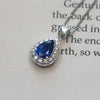Pear Shaped Blue Sapphire & Diamond Cluster Drop Pendant Necklace