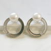NEW Pearl Silver Loop Earrings