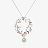 NEW Unique & Co Sterling Silver and Rose Gold Wreath Pendant Necklace with Shell Pearl