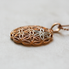 NEW Rose Gold Plated and Silver Flowers Round Pendant