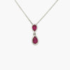 NEW 9 Carat White Gold Ruby Drop Pendant Necklace