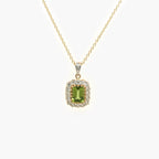 Peridot & Diamond Cluster Pendant Necklace - Jordans Jewellers
