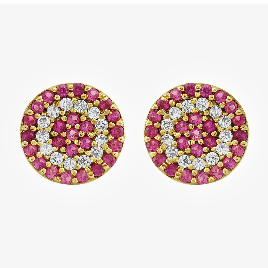 NEW 9ct Yellow Gold Round Stud filled with Pink and White CZs