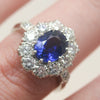 Pre-Owned Blue Sapphire & Diamond Cluster Ring