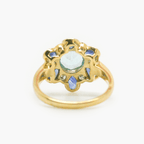 New 9 Carat Yellow Gold Blue Topaz, Sapphire and Diamond Flower Ring - Jordans Jewellers